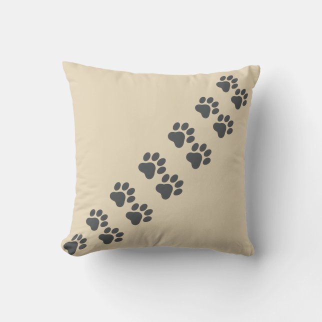 Almofada Trilha de Pegadas de Gato Bege com Textura de Linh (Frente)