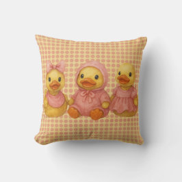 Almofada Trio Adorável De Pato Em Traços Rosa