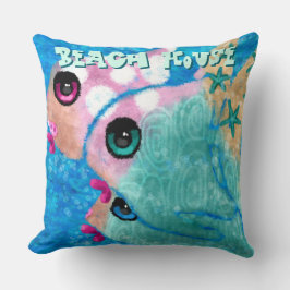 Almofada Trio Azul de Peixes Abstrato