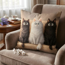 Trío de Gatos Fofinhos Adoráveis Cinza, Branco e P