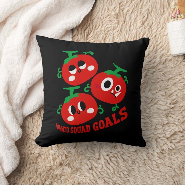 Almofada Trio Divertido Desenhado à Mão de Rostos de Tomate (Cobertor)
