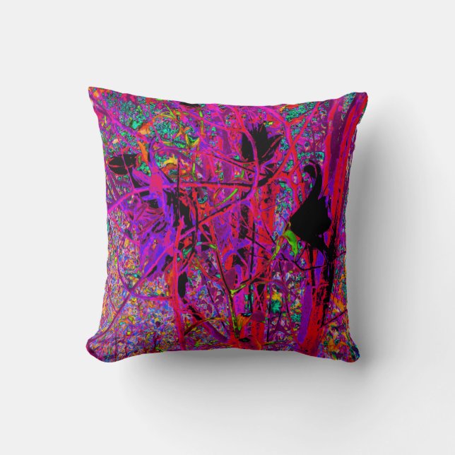 Almofada Trippy Abstrato Rainbow Oriental Lily Flowers (Frente)