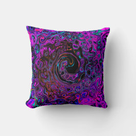 Almofada Trippy Black and Magenta Retro Liquid Swirl