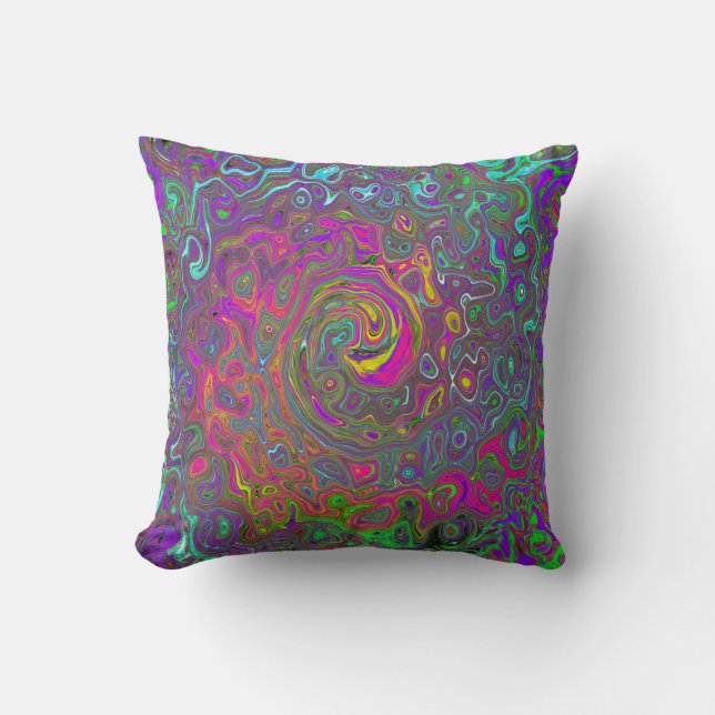 Almofada Trippy Hot Pink Abstrato Retro Liquid Swirl (Frente)