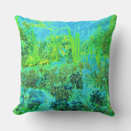 Almofada Trippy Lime Green and Blue Garden Landscape