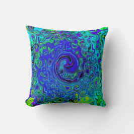 Almofada Trippy Violet Blue Abstrato Retro Liquid Swirl