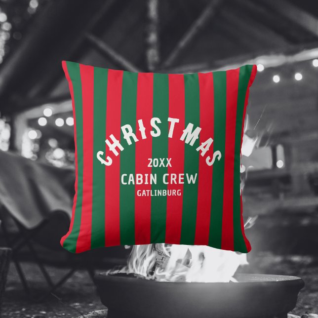 Almofada Tripulação de Cabina de Natal - Greve Verde Vermel (Criador carregado)