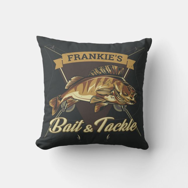 Almofada Troféu de nome personalizado pesca Compro de isca  (Frente)