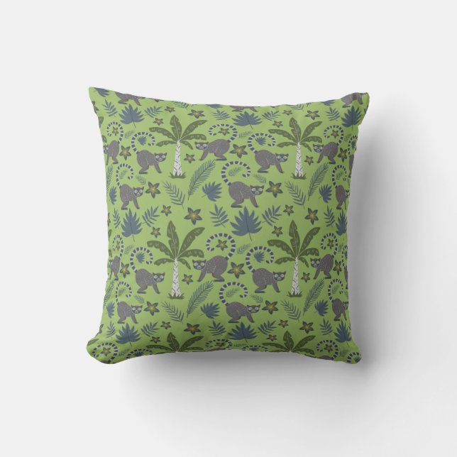 Almofada Tropical animals seamless pattern green and grey (Frente)