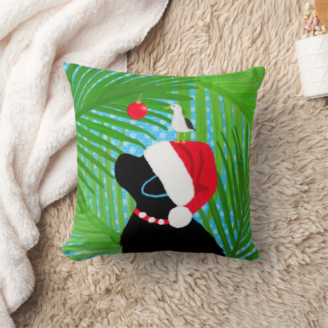 Almofada Tropical Black Lab Santa Seagull Christmas (Cobertor)
