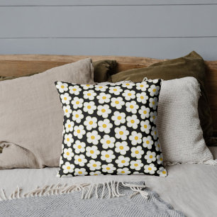 Almofada Tropical Bold Black & White Flower Bohemian