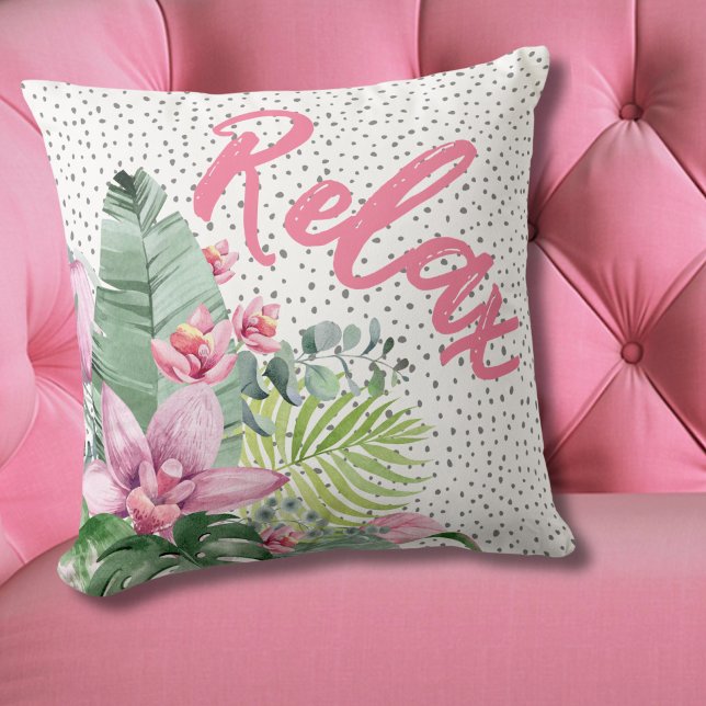 Almofada Tropical Botânica (Floral Watercolor Tropical Throw Pillow)