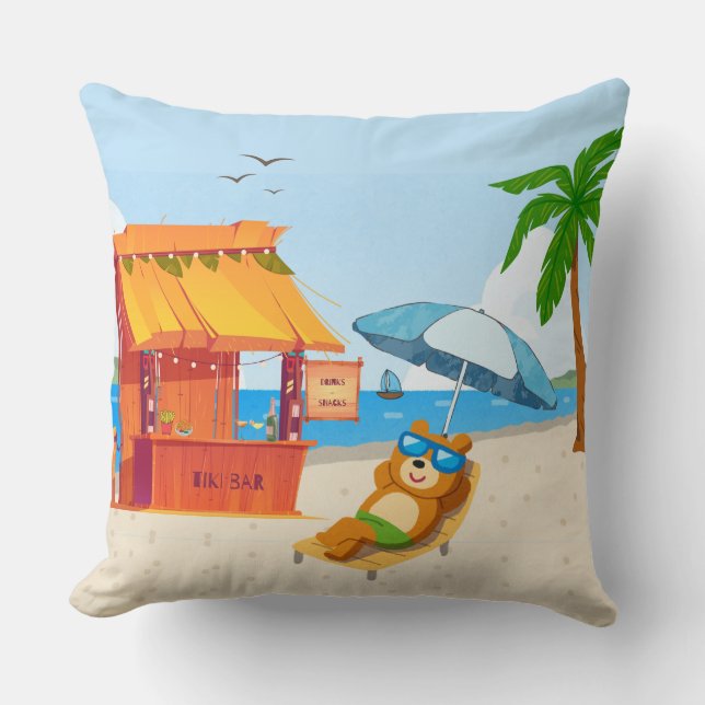 Almofada Tropical Chill Zone – Beach Vibes (Frente)