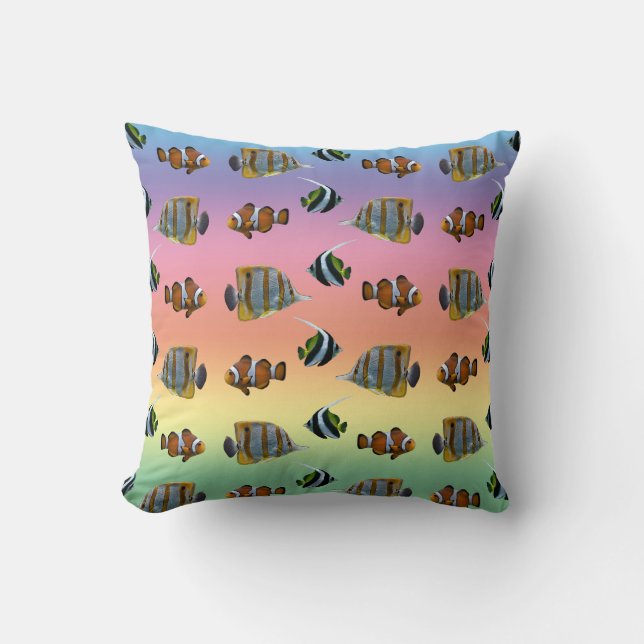 Almofada Tropical Fish Frenzy Pillow (Arco-íris) (Frente)