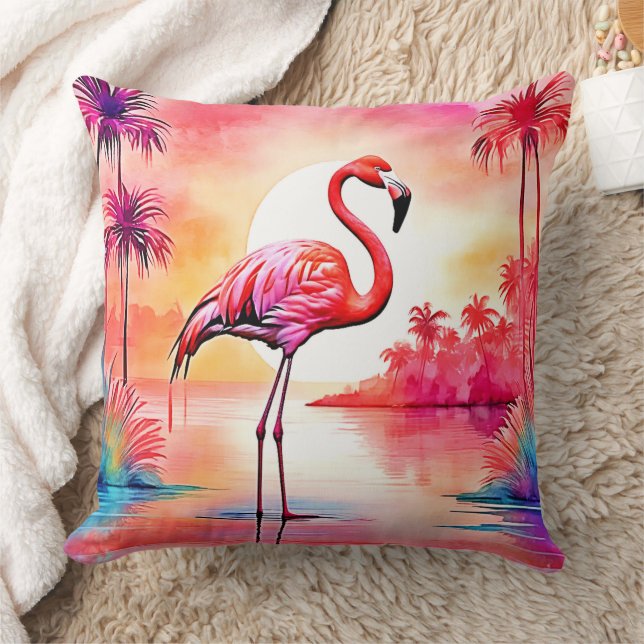 Almofada Tropical Flamingo Art (Cobertor)
