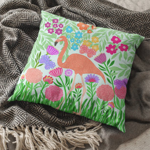 Almofada Tropical Flamingo Floral Butterfly Arte