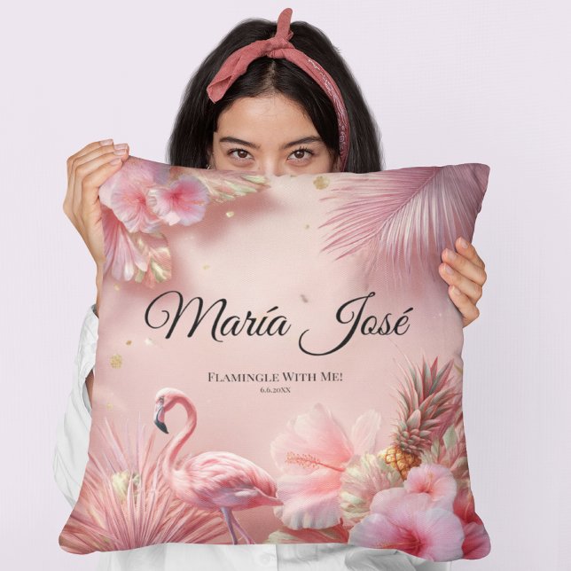 Almofada Tropical Flamingo Quinceañera, costume (Criador carregado)