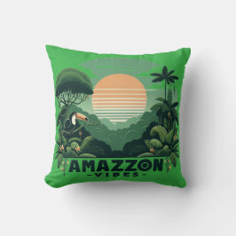 Almofada Tropical Green Retro Toucan Amazon Vibes