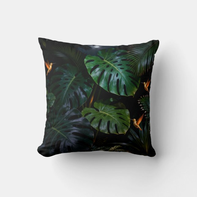Almofada Tropical Jungle Leaves Decorative Throw Pillow (Frente)