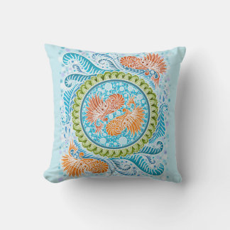 Almofada Tropical Koi Mandala | Arte Zen do Oceano Vibrante