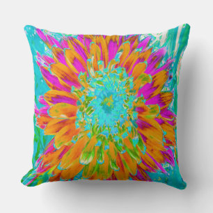 Almofada Tropical Laranja e Decorativa Dália Rosa Quente