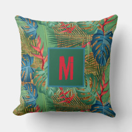 Almofada Tropical Monogramada no Wicker Impressão