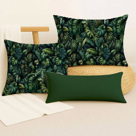 Almofada Tropical Monstera Botanical Green Jungle Throw 