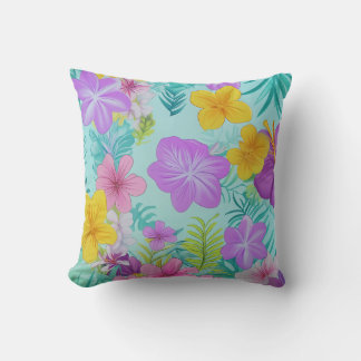 Almofada Tropical Summer Floral Pattern - Bright Hibiscus 