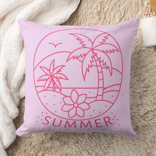 Almofada Tropical Summer Line-Art (Cobertor)