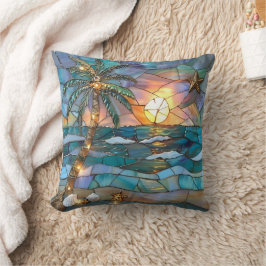 Almofada Tropical Sunset Stained Glass Pillow