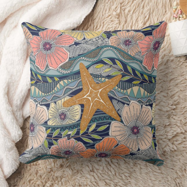 Almofada tropical waves navy (Cobertor)