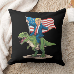 Almofada Trump Montado no Dinossauro T Rex Bandeira dos EUA