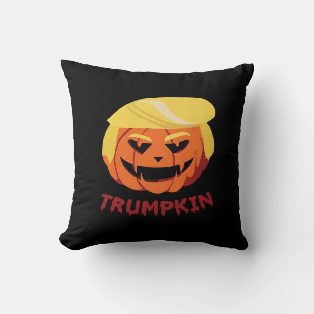 Almofada Trumpkin Assustador do Halloween Clássico (Frente)