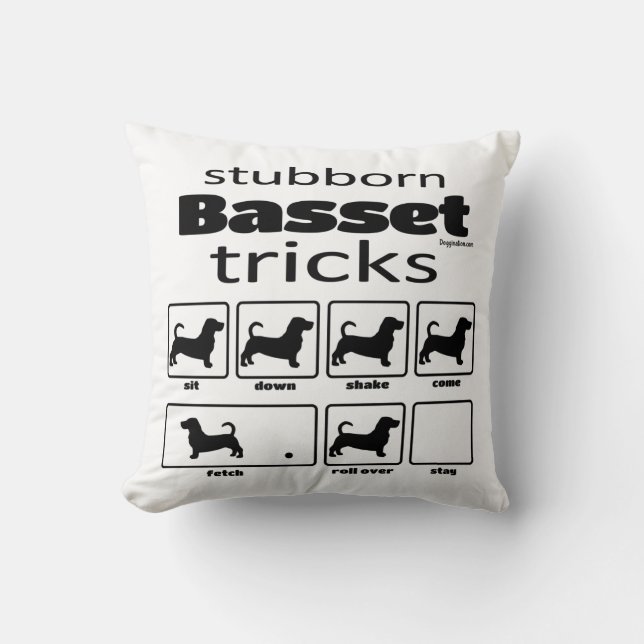 Almofada Truques de Basset Stubborn (Frente)