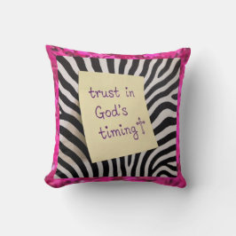 Almofada Trust in God's Timing pink glitter zebra y2k