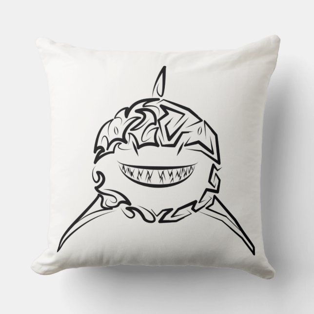 Almofada Tubarão-branco-Excelente-tribal preto e branco (Frente)
