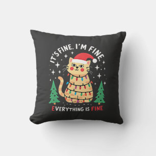 Almofada Tudo Bem Estou Bem Tudo Está Bem Gato de Natal Chr
