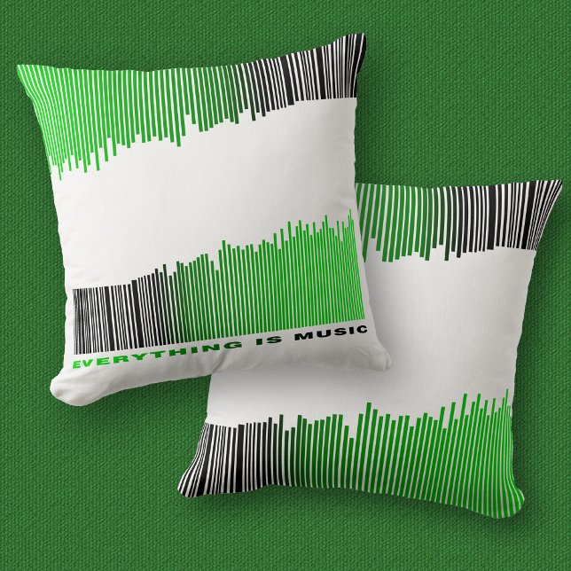 Almofada Tudo é Music Text Song Player Green Barcode (Criador carregado)