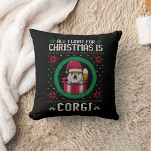 Almofada Tudo o que eu quero no Natal é Corgi Bonito