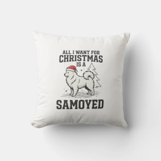 Almofada Tudo o que Quero para o Natal Cachorro Samoyed