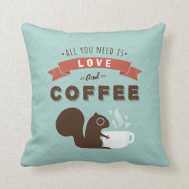 Almofada Tudo que você precisa é amor e café - esquilo