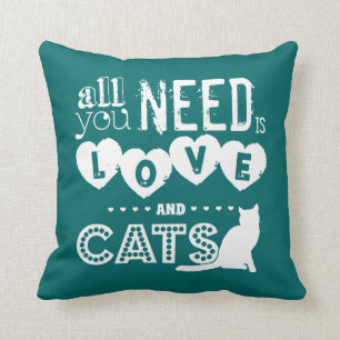 Almofada Tudo que você precisa é amor e gatos