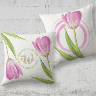 Almofada Tulip cor-de-rosa Primavera Flor Elegante Nome da 