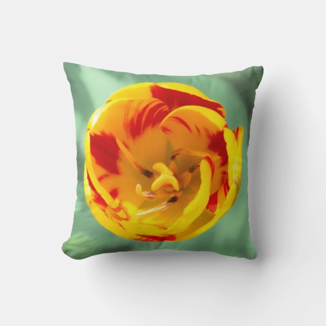 Almofada Tulipa amarela vermelha, (Frente)