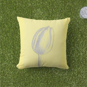 Almofada Tulipas Amarelas Claras Cinza Padrão Floral 2023