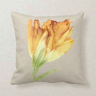 Almofada Tulipas amarelas pintadas à mão - naturais