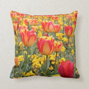 Almofada Tulipas, amarelo brilhante e colorido e vermelho