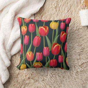 Almofada Tulipas Amarelo Vermelho Cor-de-rosa Verde Preto