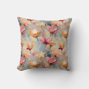 Almofada Tulipas Coloridas Padrão Floral de Aquarela