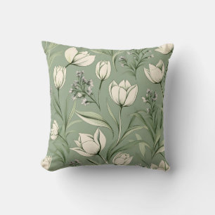 Almofada Tulipas Com Folhas Em Verde Leve